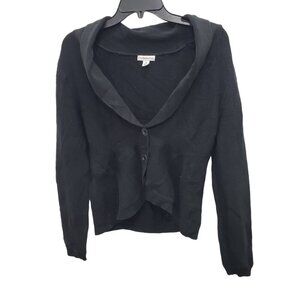 Croft & Barrow Women's Black Fold Over Lapel Knit Button Up Cardigan‎ Size M